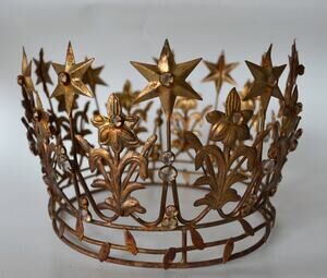 Anthropologie Terrain Starry Crown Large Gold Metal Christmas Tree Topper